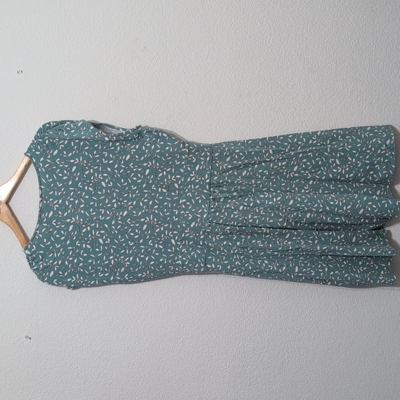 Lands End Faux Wrap Dress Modal Sage Teal White Leaf Floral Twist Summer Size 1X - Picture 10 of 12